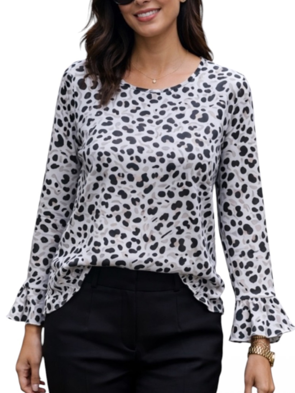 Loft Leopard Animal Print Blouse Size M Office